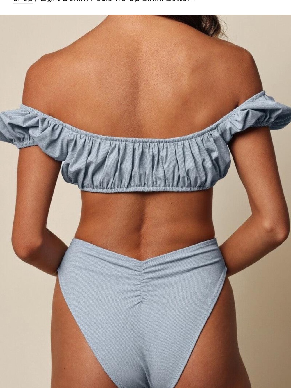 Montce Light Blue Off-Shoulder Ruffle Bikini Set